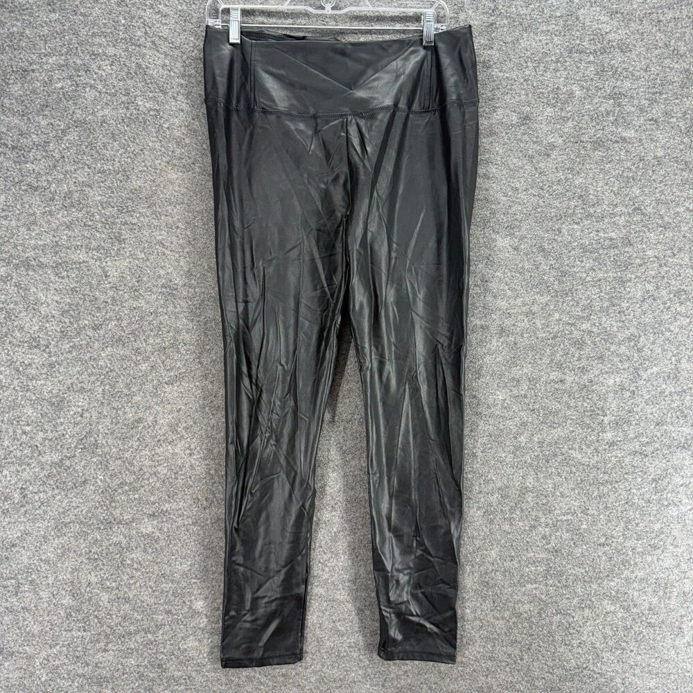 7 For All Mankind Leggings Women L Large Black High Rise Leather Pull On Capri